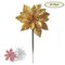 24-Pack: Sparkling Vibrant Gold Glitter Poinsettia Picks by Floral Home®